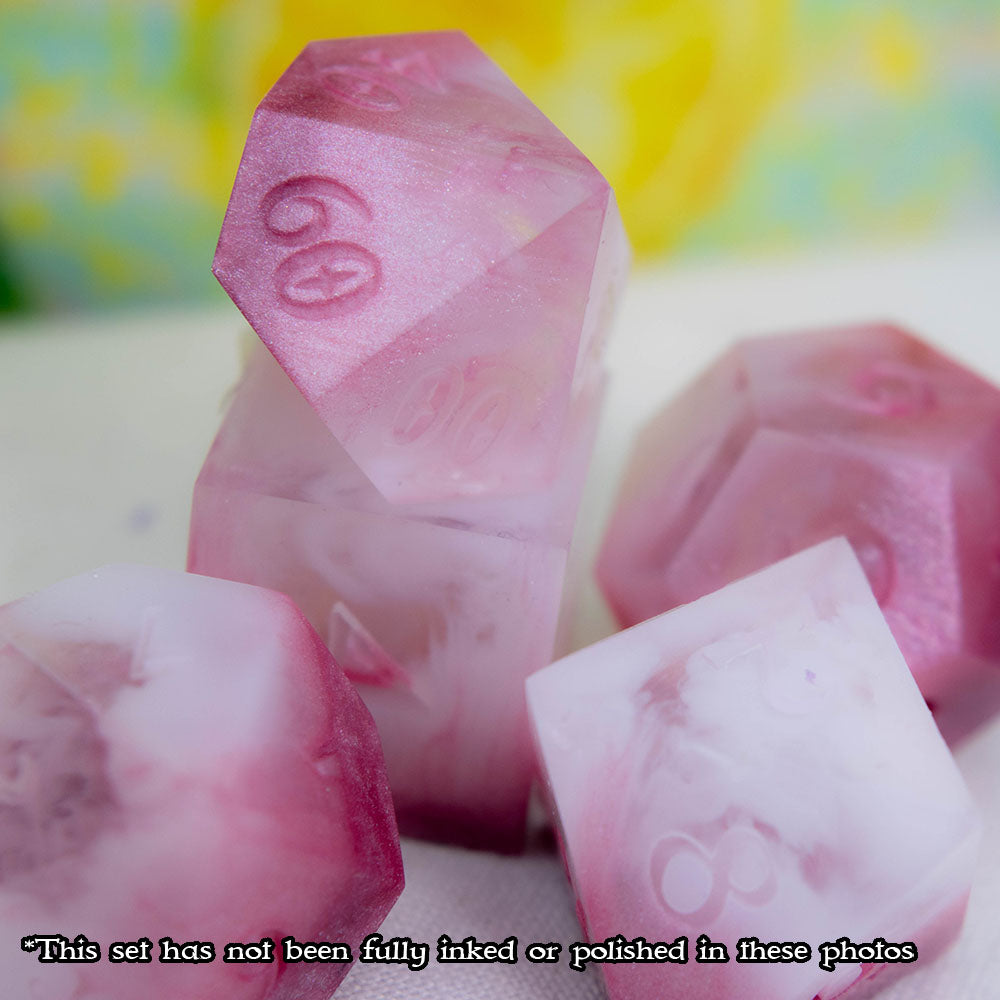 Pink Lemonade Sharp-Edge Dice Set
